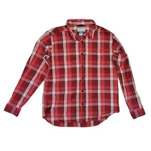 Columbia Plaid‎ Long Sleeve Button Up Shirt Men's Size Large Red Casual Outdoor